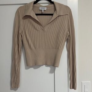 & Other Stories Beige Ribbed Knit Top